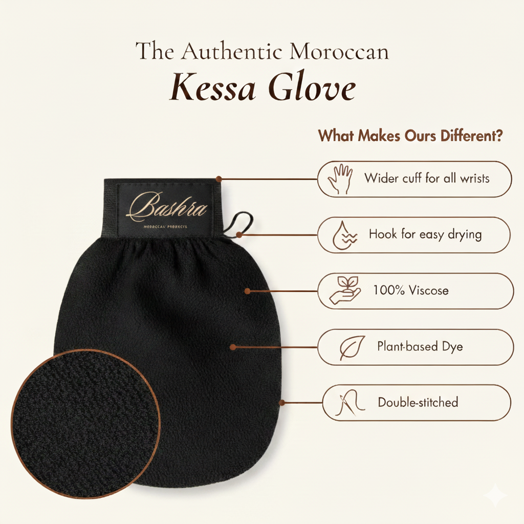 Authentic Moroccan Exfoliating Glove | Deep Cleansing & Skin Renewal - الليفة المغربية الأصلية | تقشير عميق وتنظيف فعال للبشرة