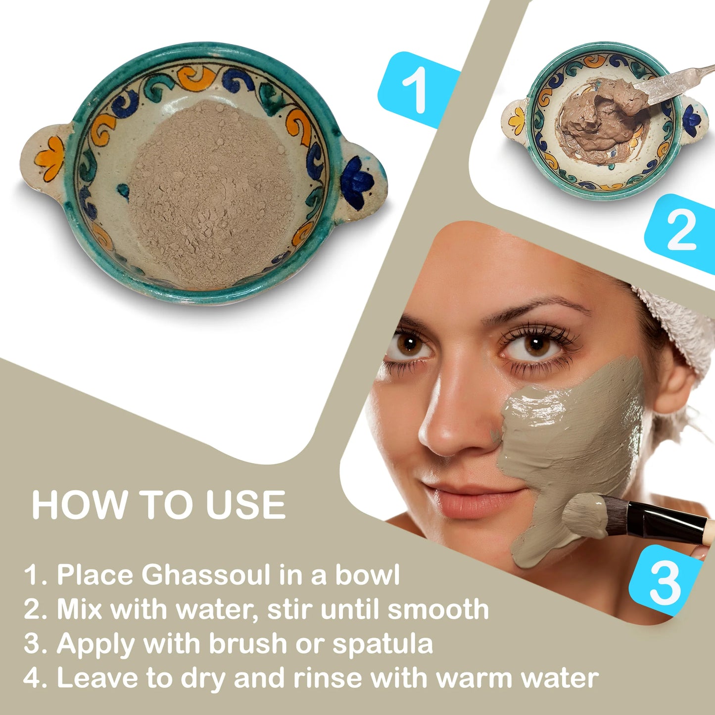 Moroccan Herbal Ghassoul – Deep Cleansing & Skin Brightening Clay - غاسول مغربي بالأعشاب – لتنظيف البشرة وتفتيحها بعمق