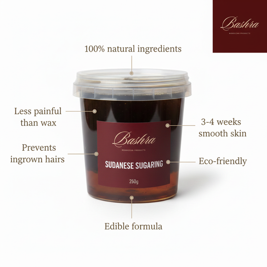 Bashra Sudanese Sugaring Halawa natural hair removal - 100% natural ingredients, less painful than wax, prevents ingrown hairs, 3-4 weeks smooth skin, eco-friendly edible formula
