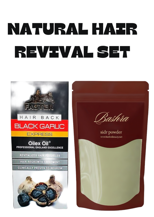 Natural Hair Revival Set - FASTER HAIR BACK Oilex Oil and Pure Organic Sidr Powder hair growth bundle