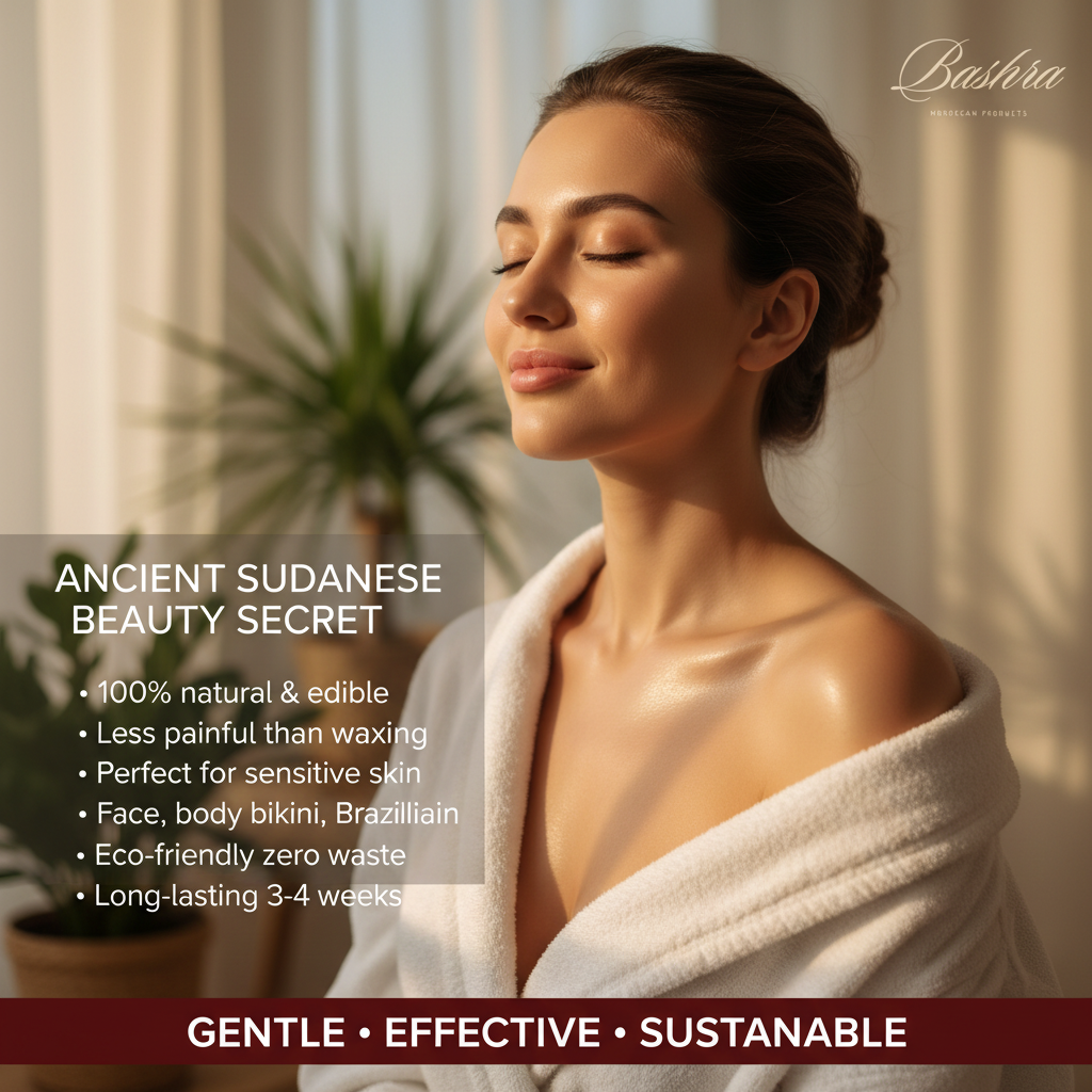 Ancient Sudanese beauty secret Halawa - 100% natural edible, less painful than waxing, sensitive skin safe, face body bikini Brazilian, eco-friendly zero waste, long-lasting 3-4 weeks